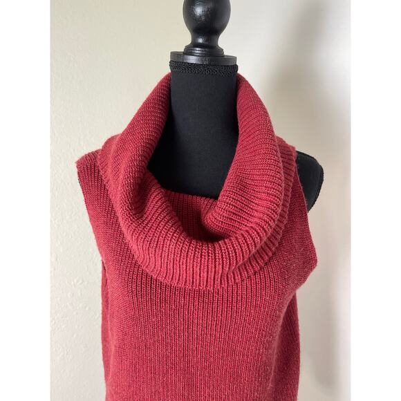 LOFT Women's Preppy Casual Cowl Sleeveless Knit Sweater Top Tunic Terracotta S - Picture 5 of 7
